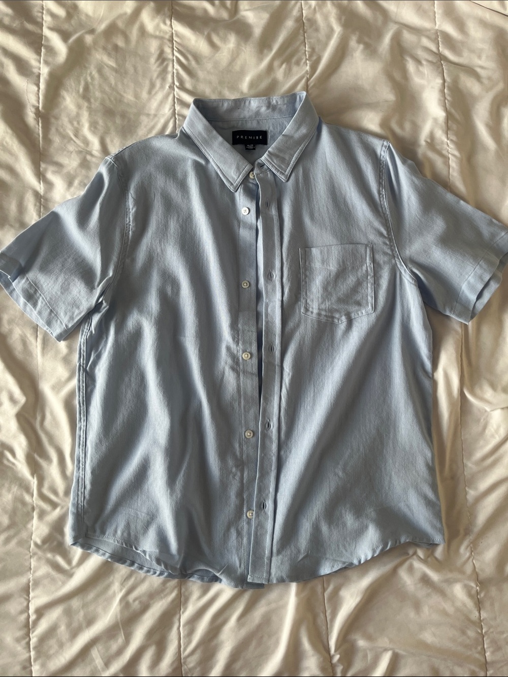Premise Light Blue Short-Sleeve Button-Down Shirt  Medium